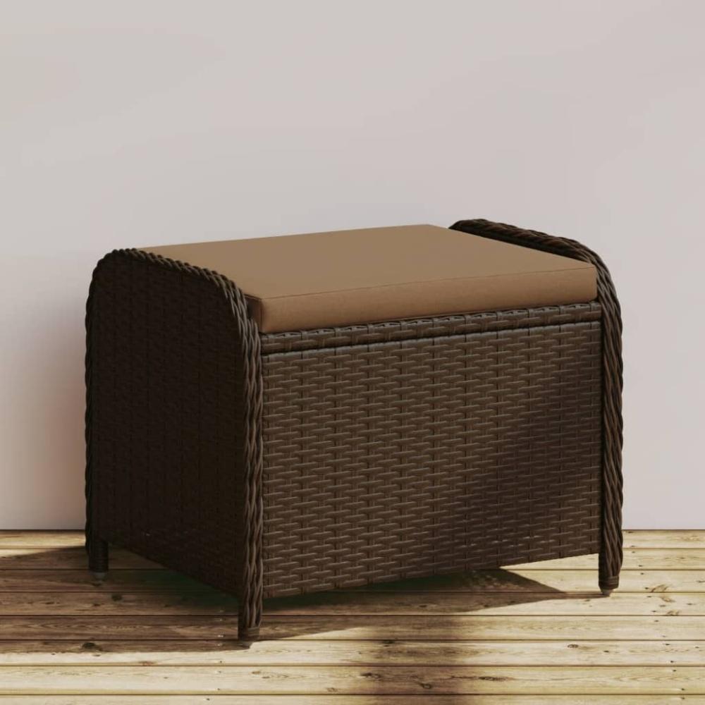 vidaXL Gartenhocker mit Kissen Braun 58x46x46 cm Poly Rattan Bild 1