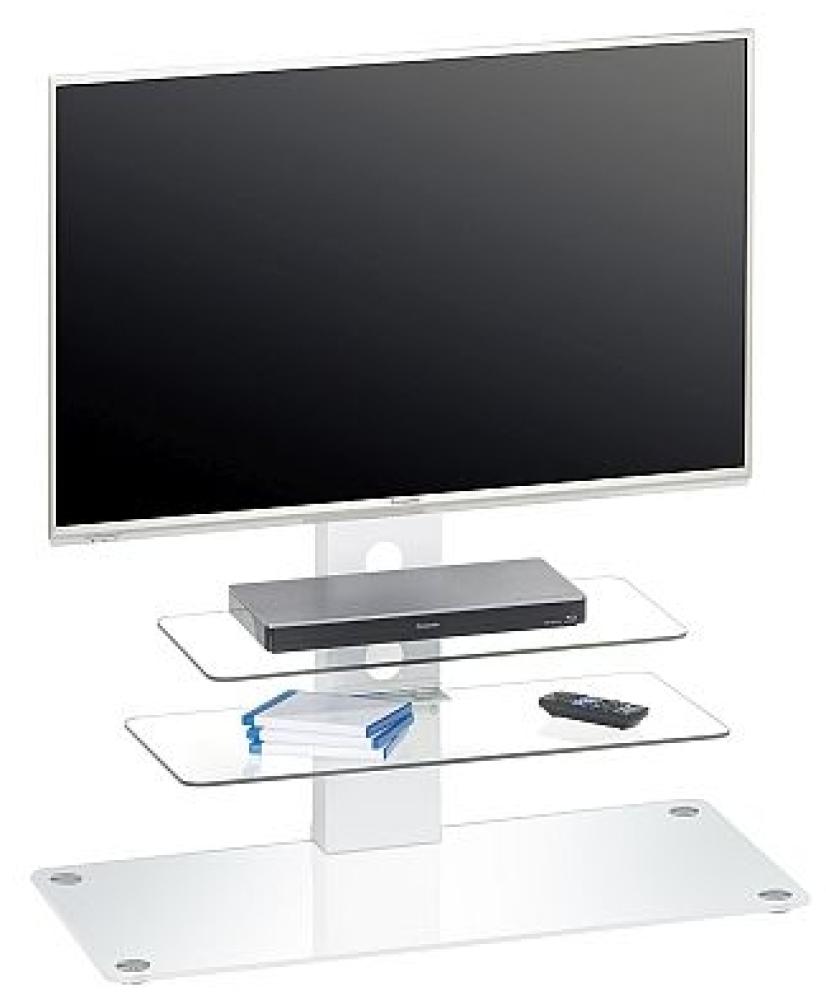 TV-Rack Weißglas - Schwarzglas ,Maße :900 x 950 x 400 mm Metall weiß - Weißglas Bild 1
