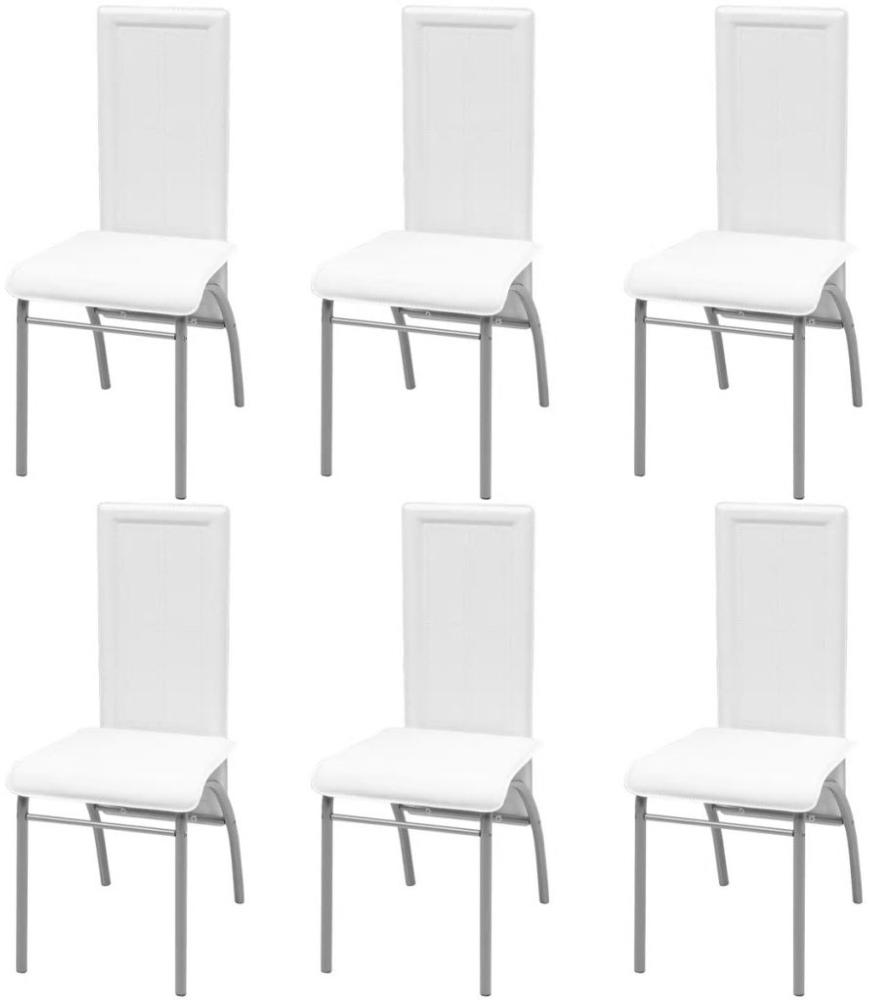 vidaXL Esszimmerstühle 6 Stk. Weiß Kunstleder [273776] Bild 1