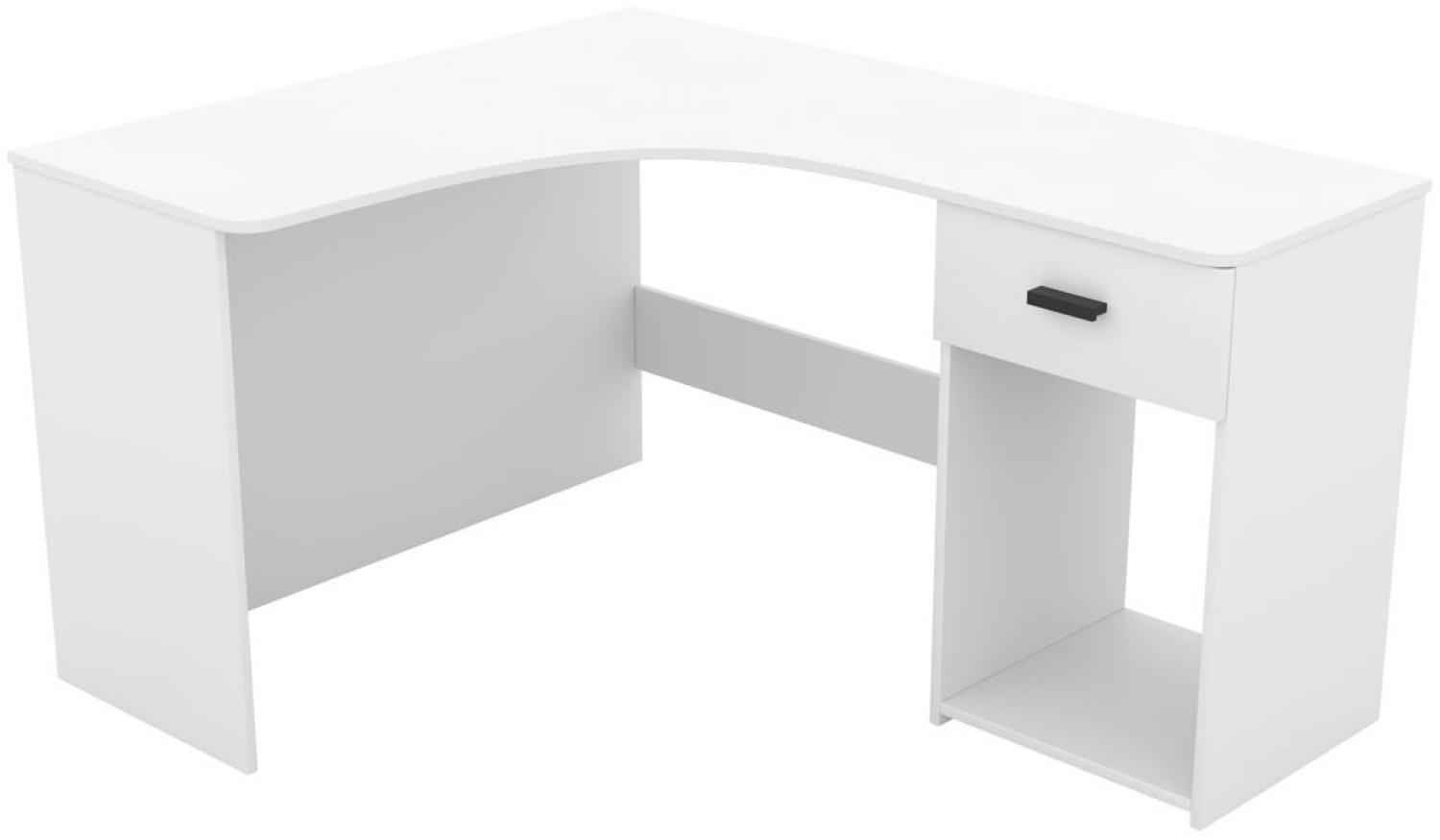 Eckschreibtisch Schreibtisch Cheb 155x125x75cm weiß mit Schublade Bild 1