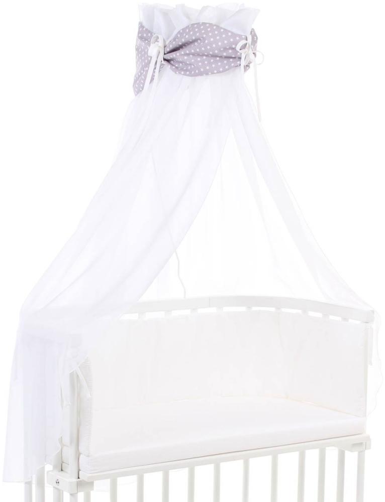 babybay Himmel Organic Cotton mit Schleife passend für alle Modelle, lichtgrau Sterne weiß Bild 1