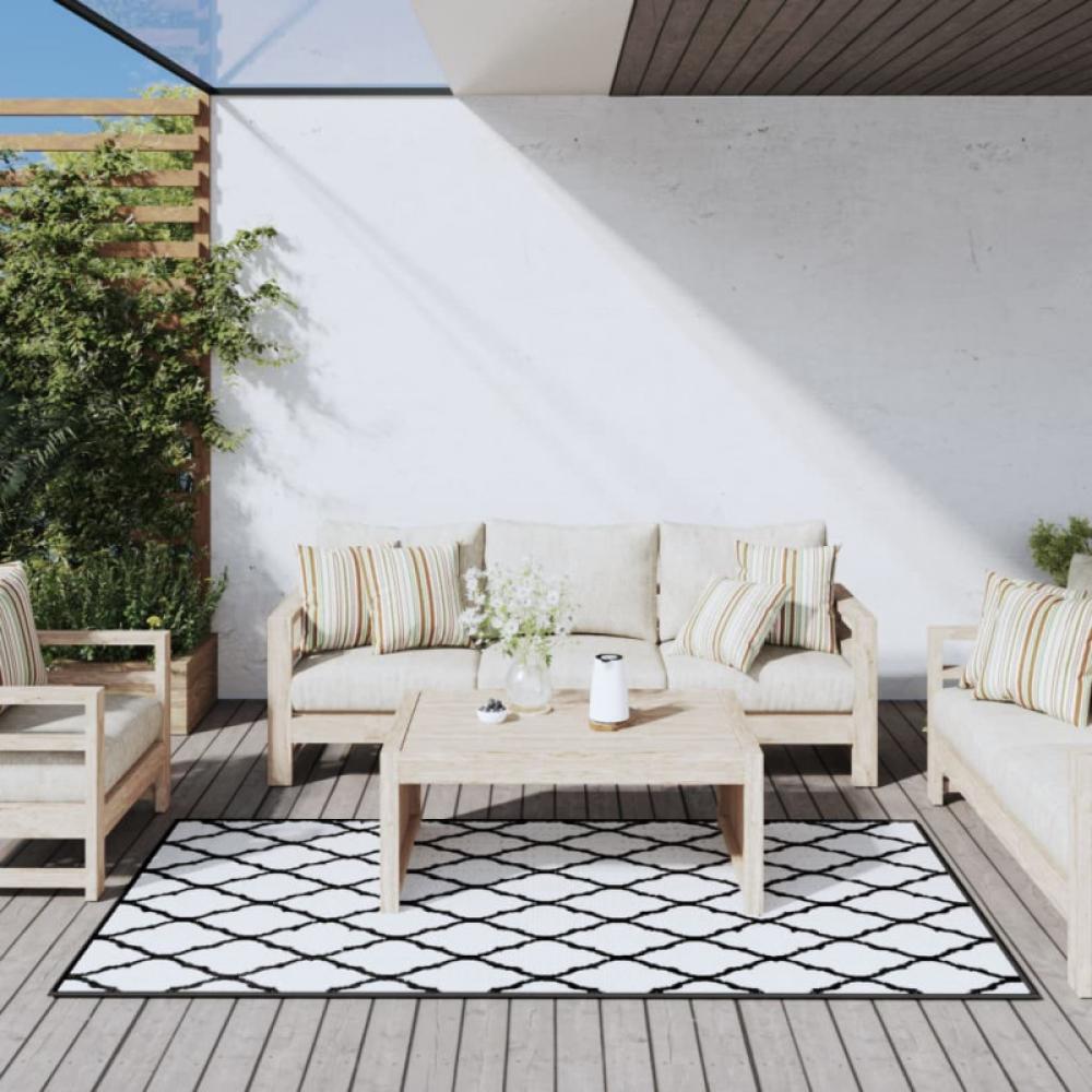 Outdoor-Teppich Grau und Weiß 100x200 cm Beidseitig Nutzbar Bild 1
