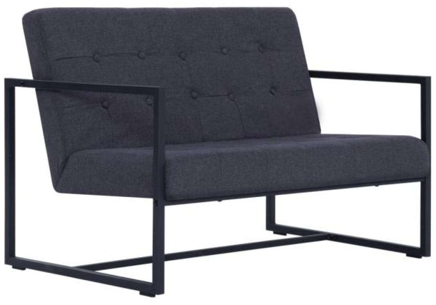 vidaXL 2-Sitzer-Sofa mit Armlehnen Dunkelgrau Stahl und Stoff Bild 1