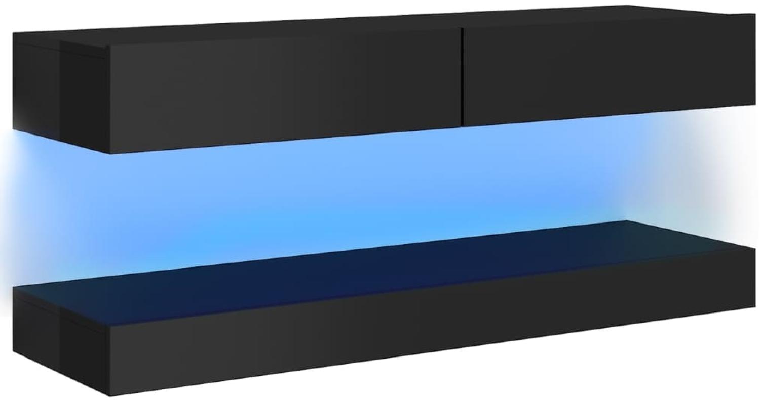 vidaXL TV-Schrank mit LED-Leuchten Hochglanz-Schwarz 120x35 cm Bild 1
