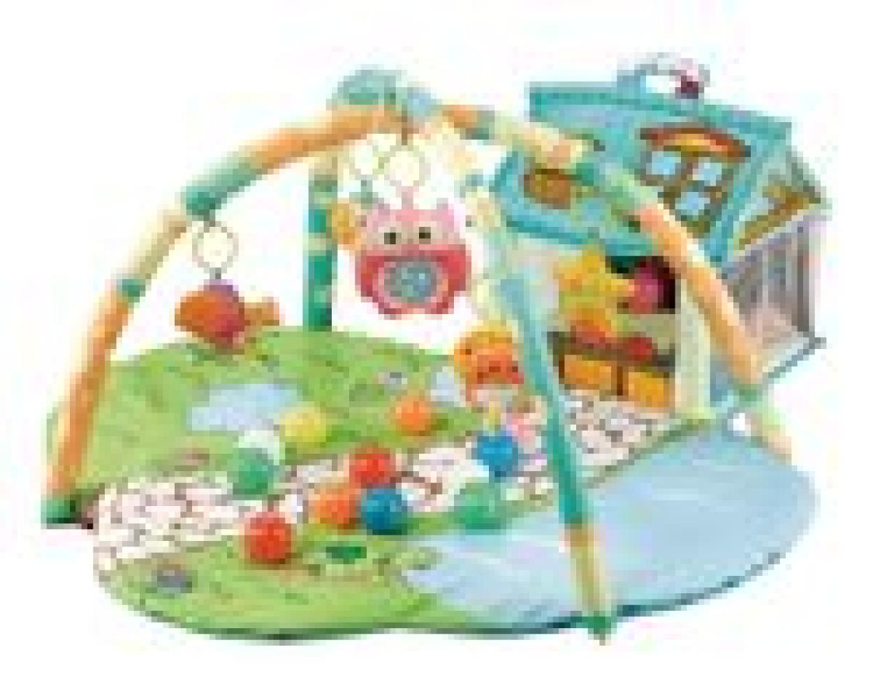 Kikkaboo Spielbogen, Krabbeldecke kleine Ranch, 5 Hängespielzeuge, Spielbälle grün Bild 1