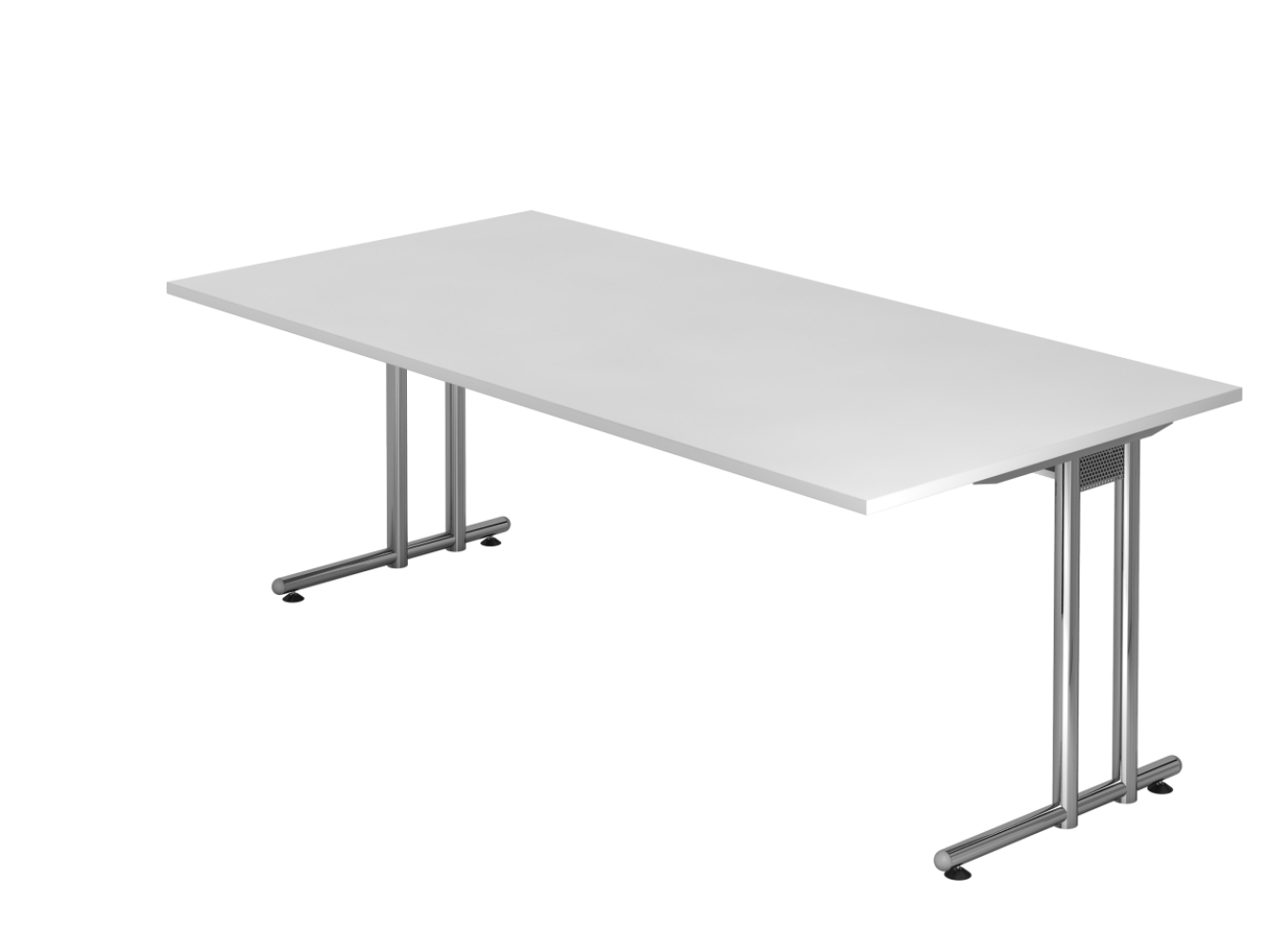 Schreibtisch NS2E C-Fuß 200x100cm Weiß Gestellfarbe: Chrom Bild 1