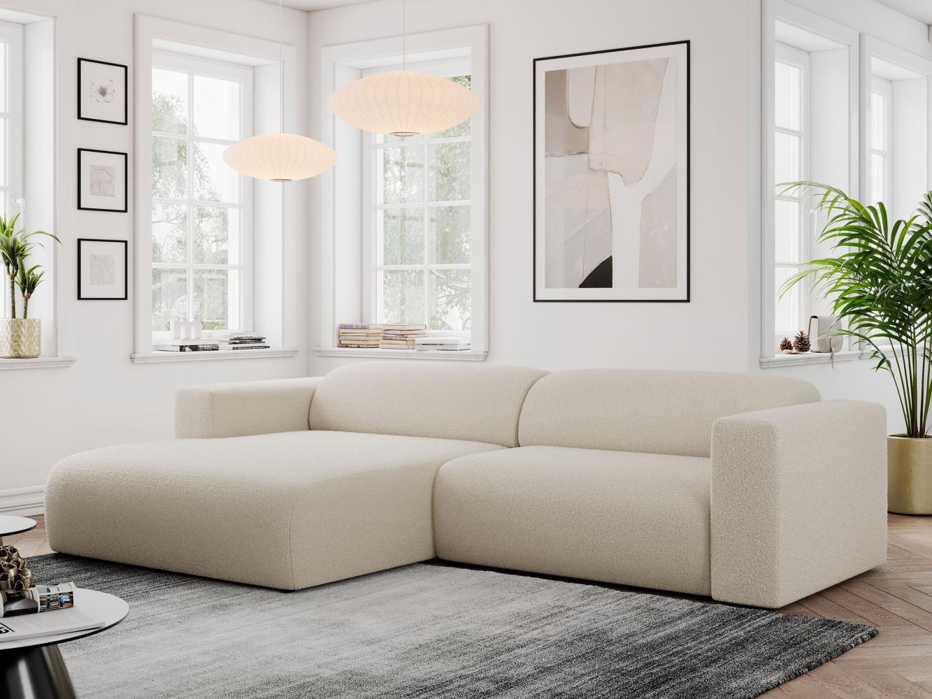 Ecksofa PASADENA, freistehendes Ecksofa, breite Armlehnen, Federsitz - links - Beige Boucle Bild 1