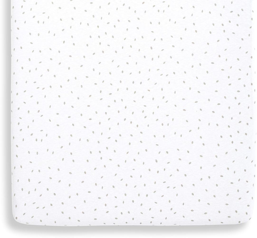 The Little Green Sheep Organic Printed Linen Fitted Crib Sheets, Lightweight & Breathable, White Rice Bild 1