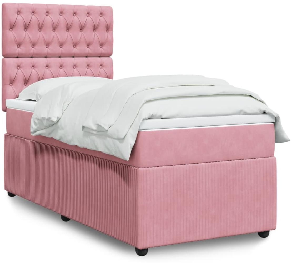 vidaXL Boxspringbett mit Matratze Rosa 90x190 cm Samt 3292225 Bild 1