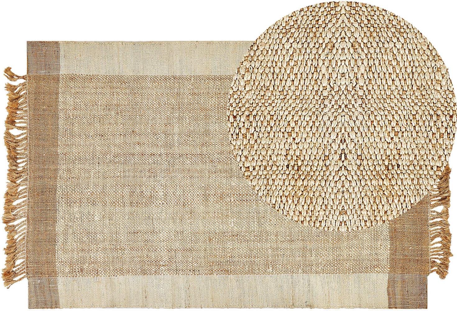 Teppich Jute sandbeige 200 x 300 cm geometrisches Muster Kurzflor DEDEMLI Bild 1