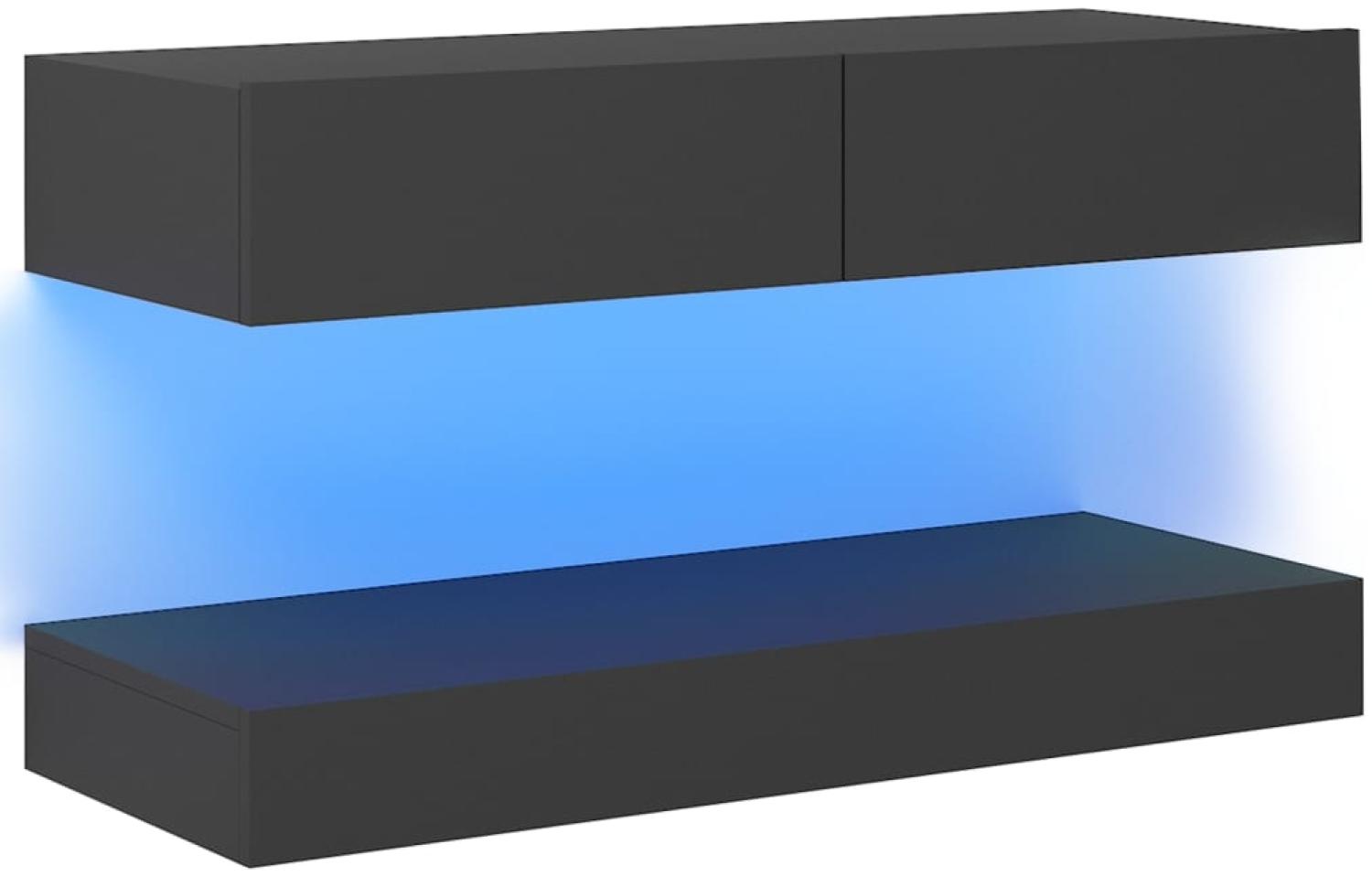 vidaXL TV-Schrank mit LED-Leuchten Grau 90x35 cm Bild 1