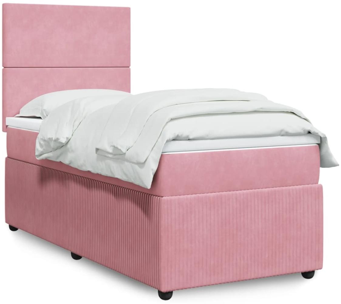 vidaXL Boxspringbett mit Matratze Rosa 80x200 cm Samt 3294489 Bild 1