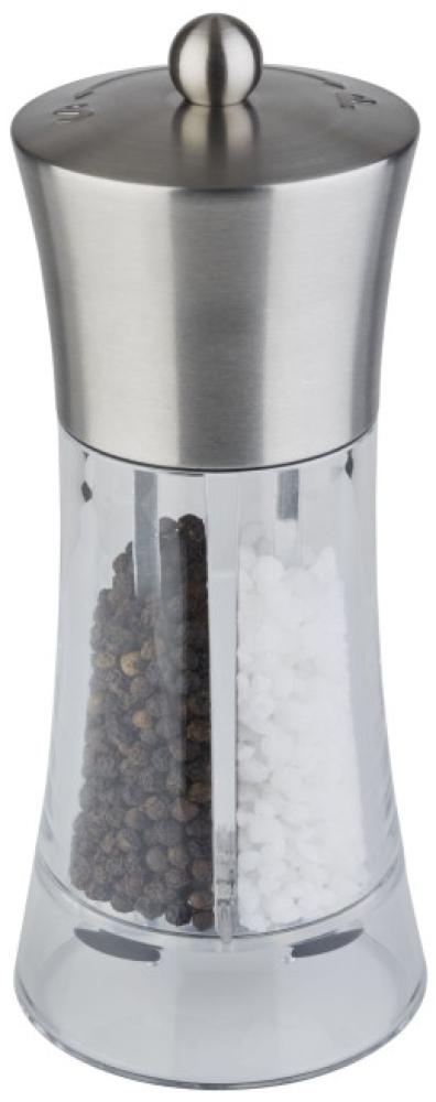 APS 2in1 Salz- und Pfeffermühle aus Edelstahl/Acryl, mit Keramikmahlwerk, Ø 7,5 x 18,5 cm Bild 1
