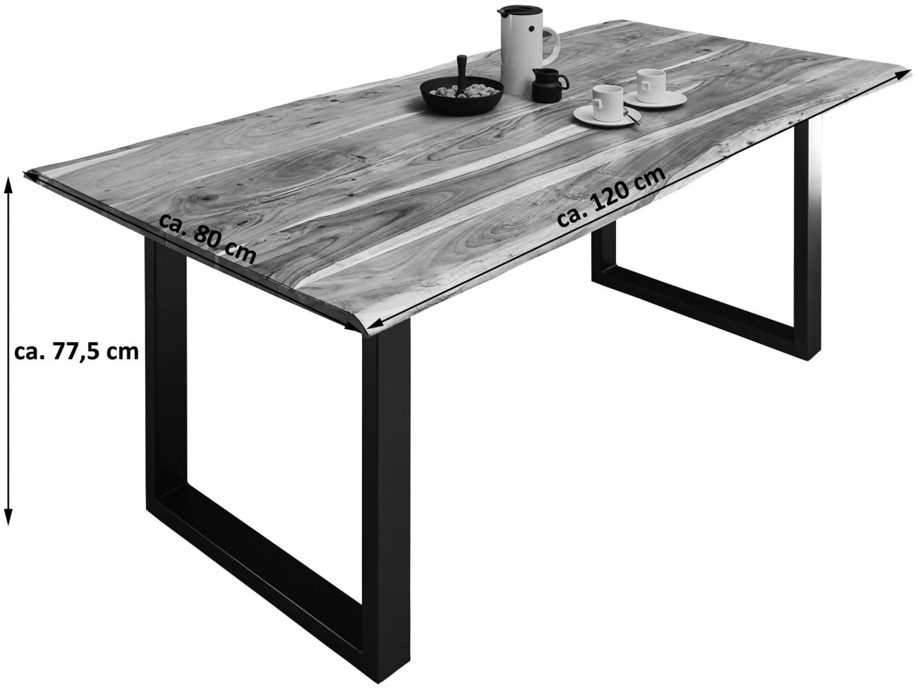 Esstisch Tisch Waldkante Akazie Massivholz (35mm) nussbaum 120x80 schwarz MILO 524536 Bild 1