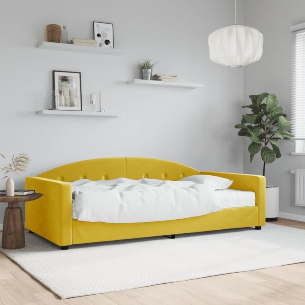 Tagesbett mit Matratze Gelb 100x200 cm Samt Bild 1