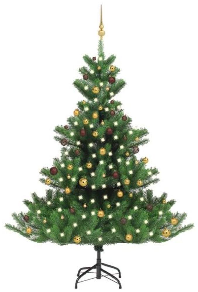 vidaXL Künstlicher Weihnachtsbaum Nordmann LED & Kugeln Grün 210 cm, Mit Beleuchtung [3077561] Bild 1