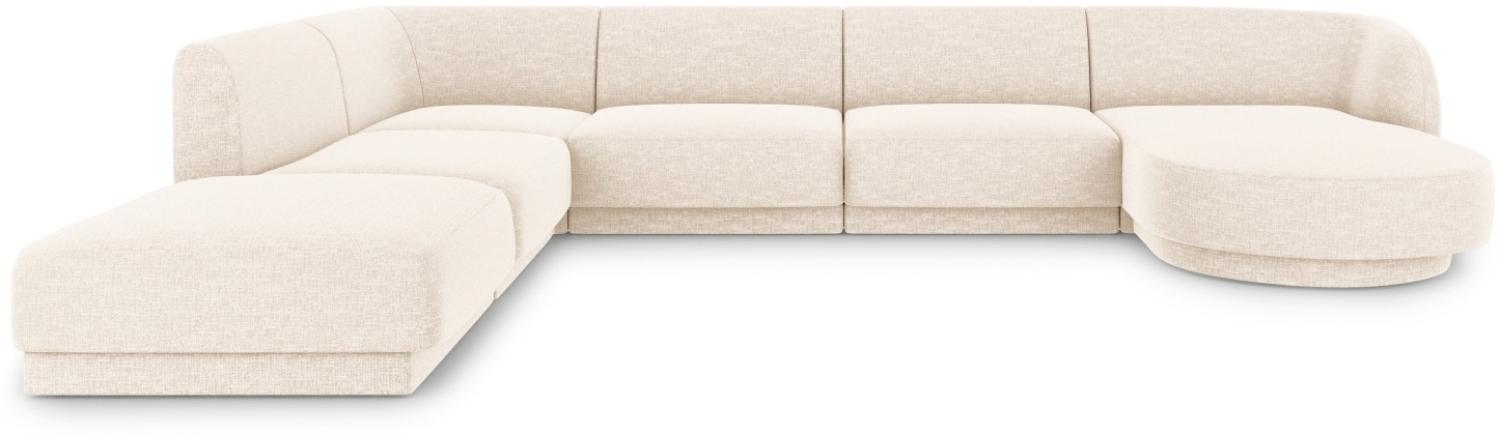 Micadoni 6-Sitzer Panorama Ecke links Sofa Miley | Bezug Light Beige | Beinfarbe Black Plastic Bild 1