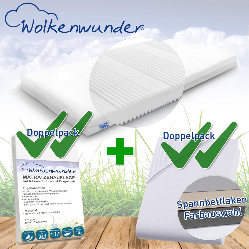 Wolkenwunder Multi Matratze / 2x Hygieneauflage / 2x Spannbetttuch (weiß) 90x200 cm Bild 1