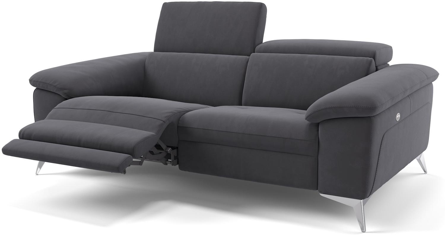 Sofanella Zweisitzer STELLA Stoffsofa verstellbar Couch in Dunkelgrau Bild 1