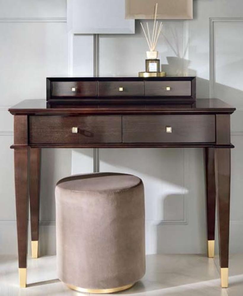 Casa Padrino Luxus Neoklassik Schminktisch mit 5 Schubladen Braun / Gold 100 x 50 x H. 81 cm - Art Deco Möbel Bild 1