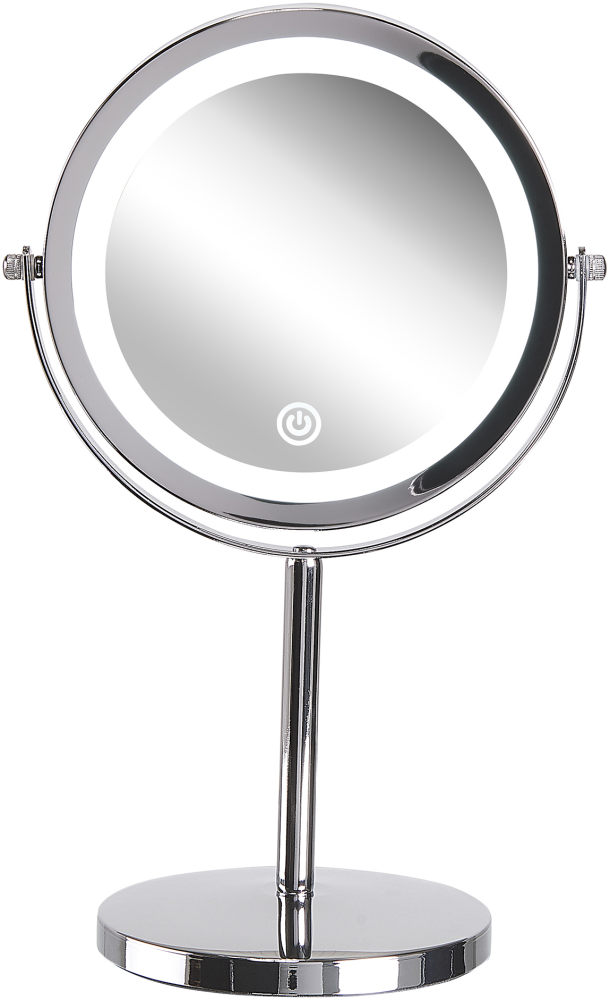 Kosmetikspiegel silber mit LED-Beleuchtung ø 20 cm VERDUN Bild 1
