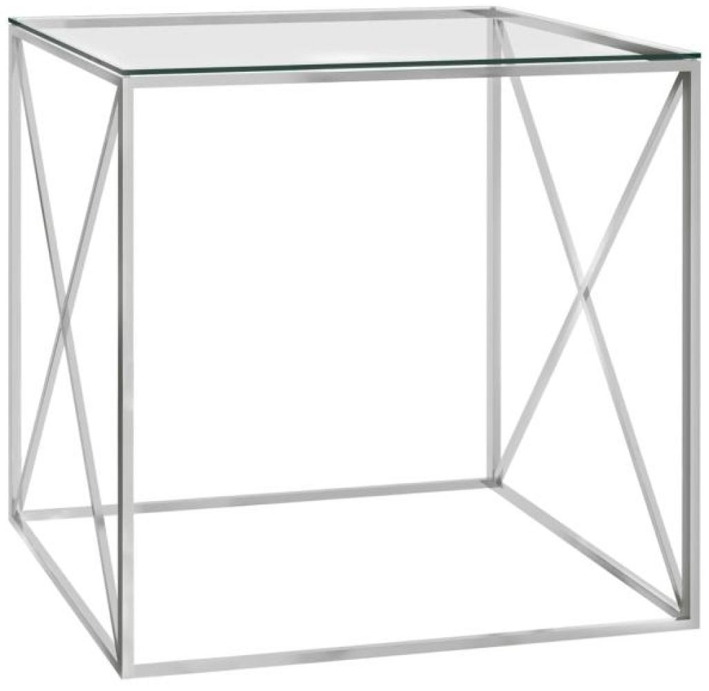 vidaXL Couchtisch Silbern 55x55x55 cm Edelstahl und Glas [289021] Bild 1