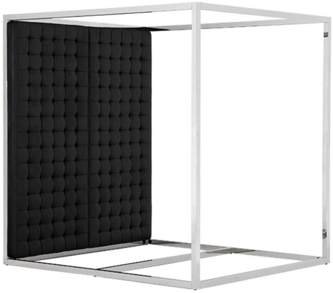 Casa Padrino Luxus Bettgestell mit Kopfteil in schwarzer Leder-Optik 190 x 220 x H. 220 cm - Designermöbel Bild 1