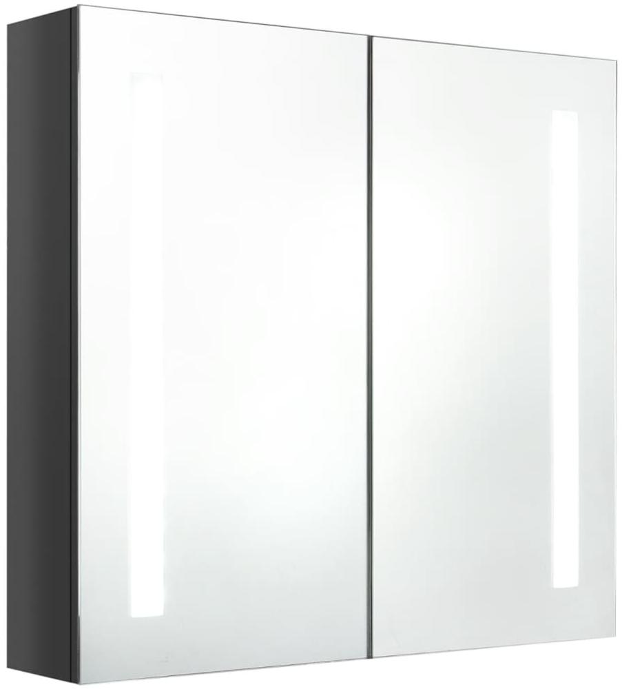 vidaXL LED-Bad-Spiegelschrank Glänzendes Grau 62x14x60 cm Bild 1