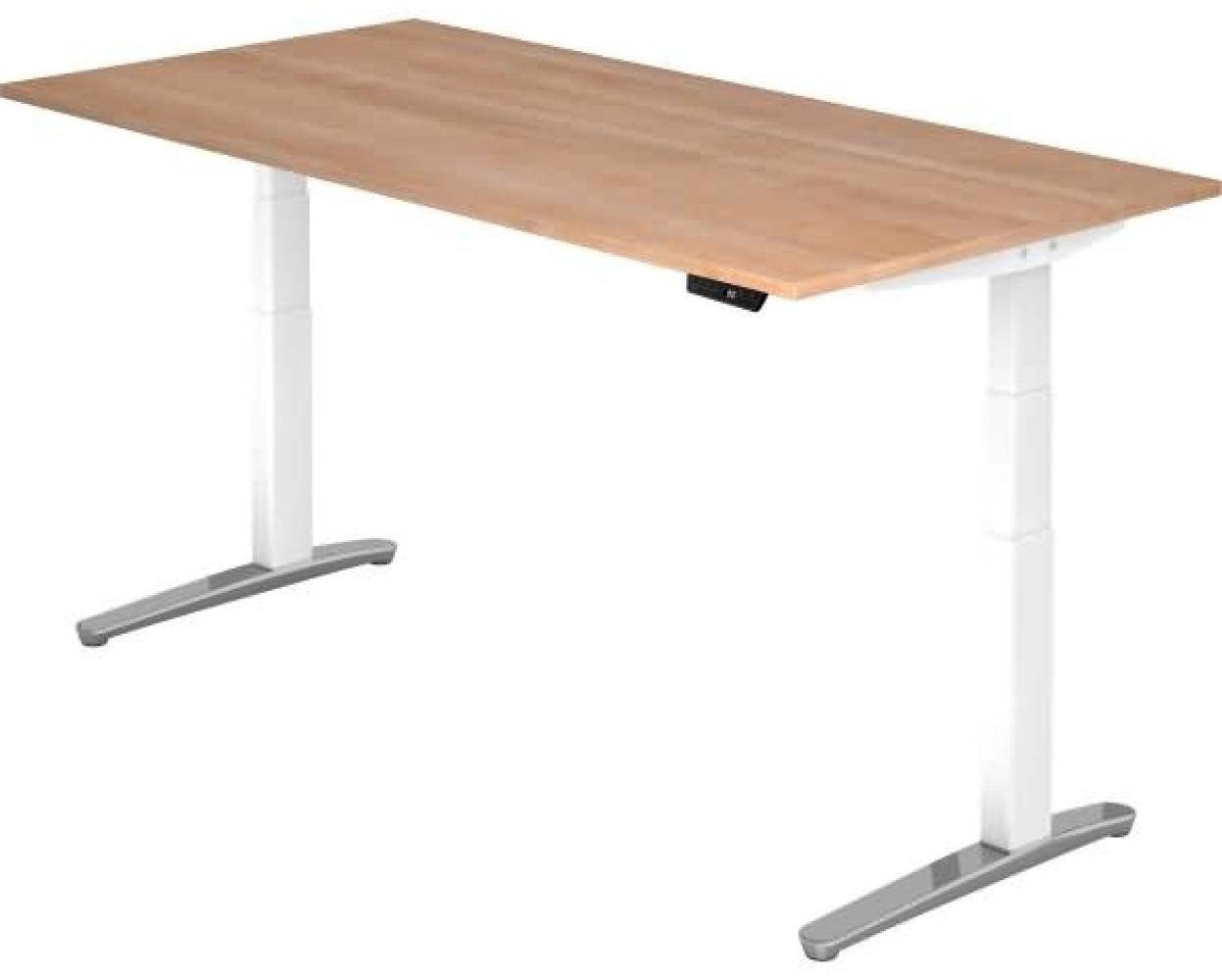 'XBHM2E' Sitz-Steh-Schreibtisch elektrisch 200x100cm Nussbaum Weiß, poliert Bild 1