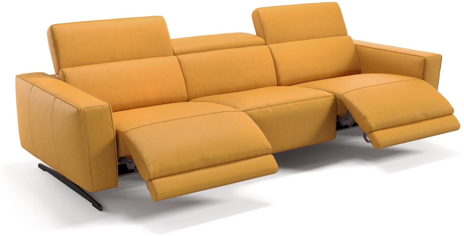 Sofanella 3-Sitzer ALESSO Ledercouch XXL Sofa in Gelb S: 225 Breite x 108 Tiefe Bild 1