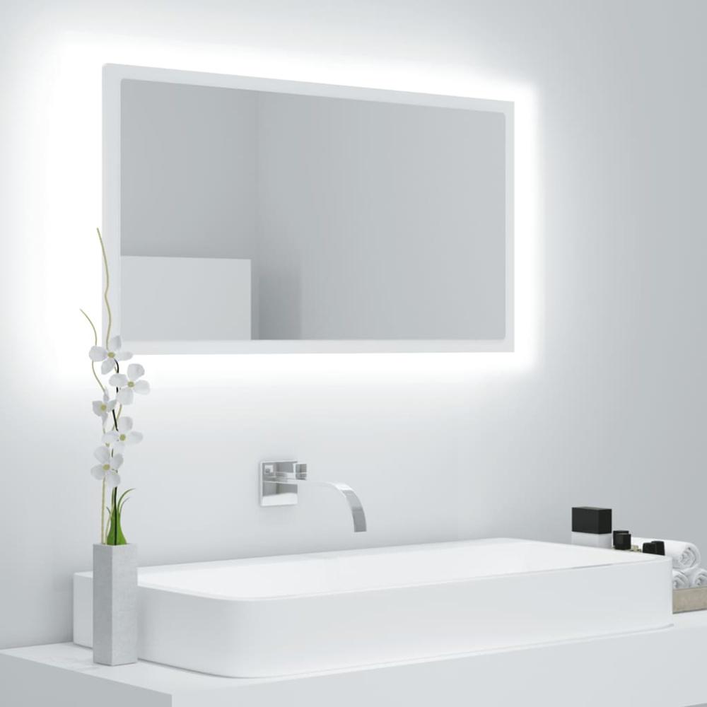 LED-Badspiegel Weiß 80x8,5x37 cm Acryl Bild 1
