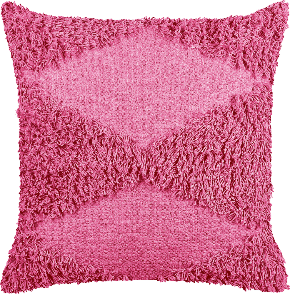 Dekokissen geometrisches Muster Baumwolle rosa getuftet 45 x 45 cm RHOEO Bild 1
