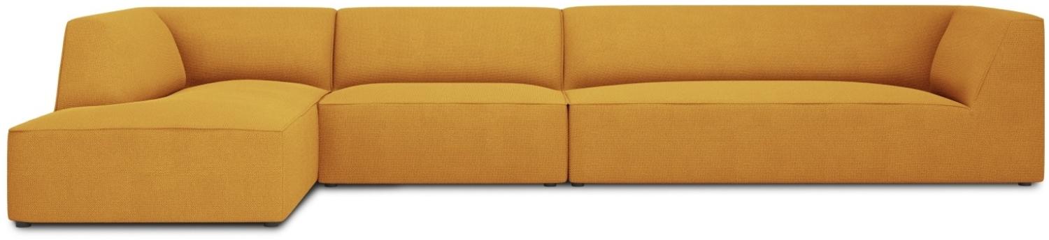 Micadoni 5-Sitzer Modular Ecke links Sofa Ruby | Bezug Yellow | Beinfarbe Black Plastic Bild 1