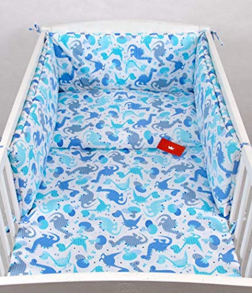 Babylux 'Dino Blau' Kinderbettwäsche 40x60/100x135 cm Bild 1