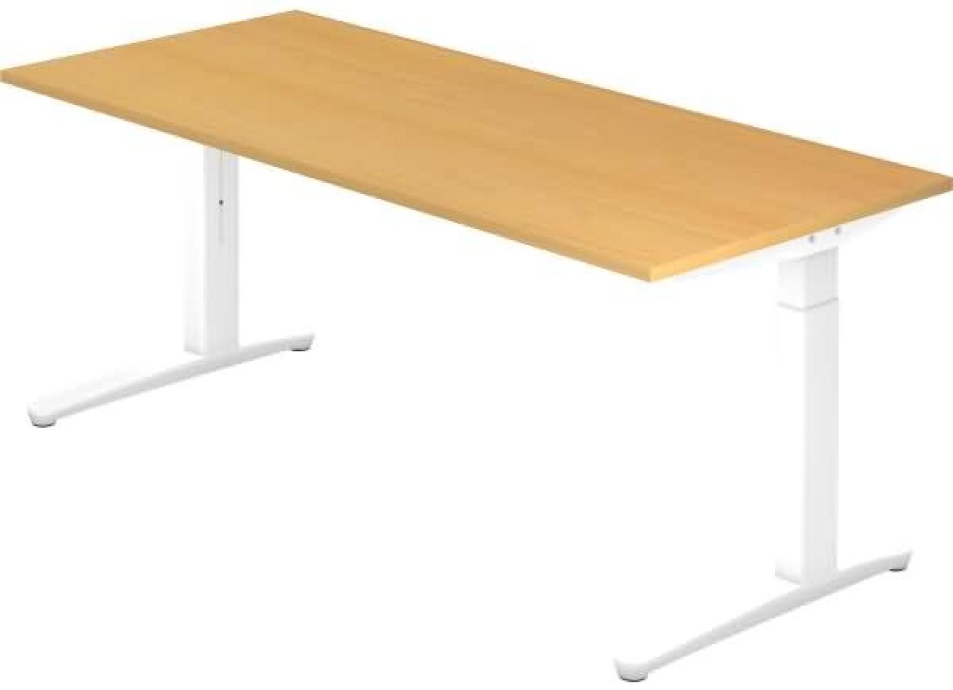 'XB19' Schreibtisch, C-Fuß, 180x80cm, Buche / Weiß Bild 1
