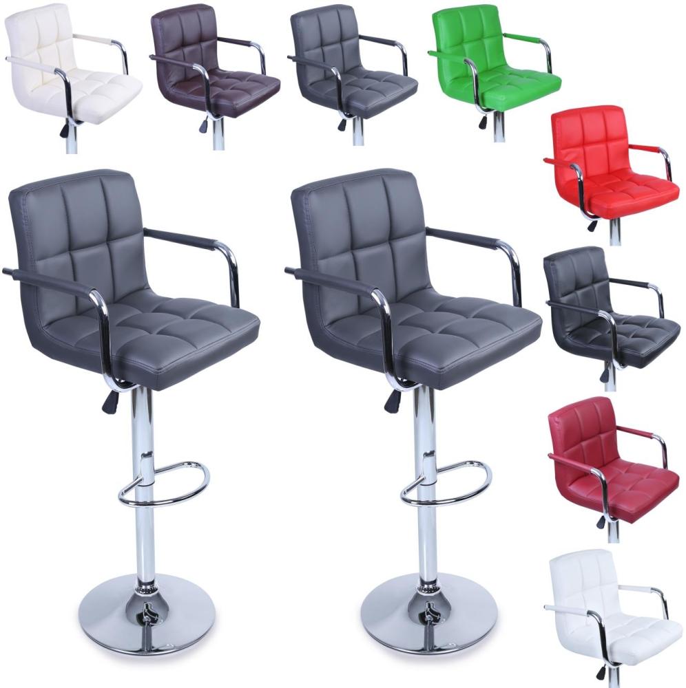 2er Set Barhocker Barstuhl mit Armlehnen, 360° frei drehbar, Sitzhöhenverstellung Rot Bild 1