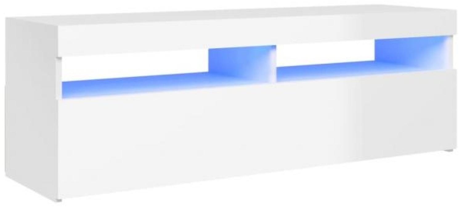 TV-Schrank mit LED-Leuchten Hochglanz-Weiß 120x35x40 cm Bild 1