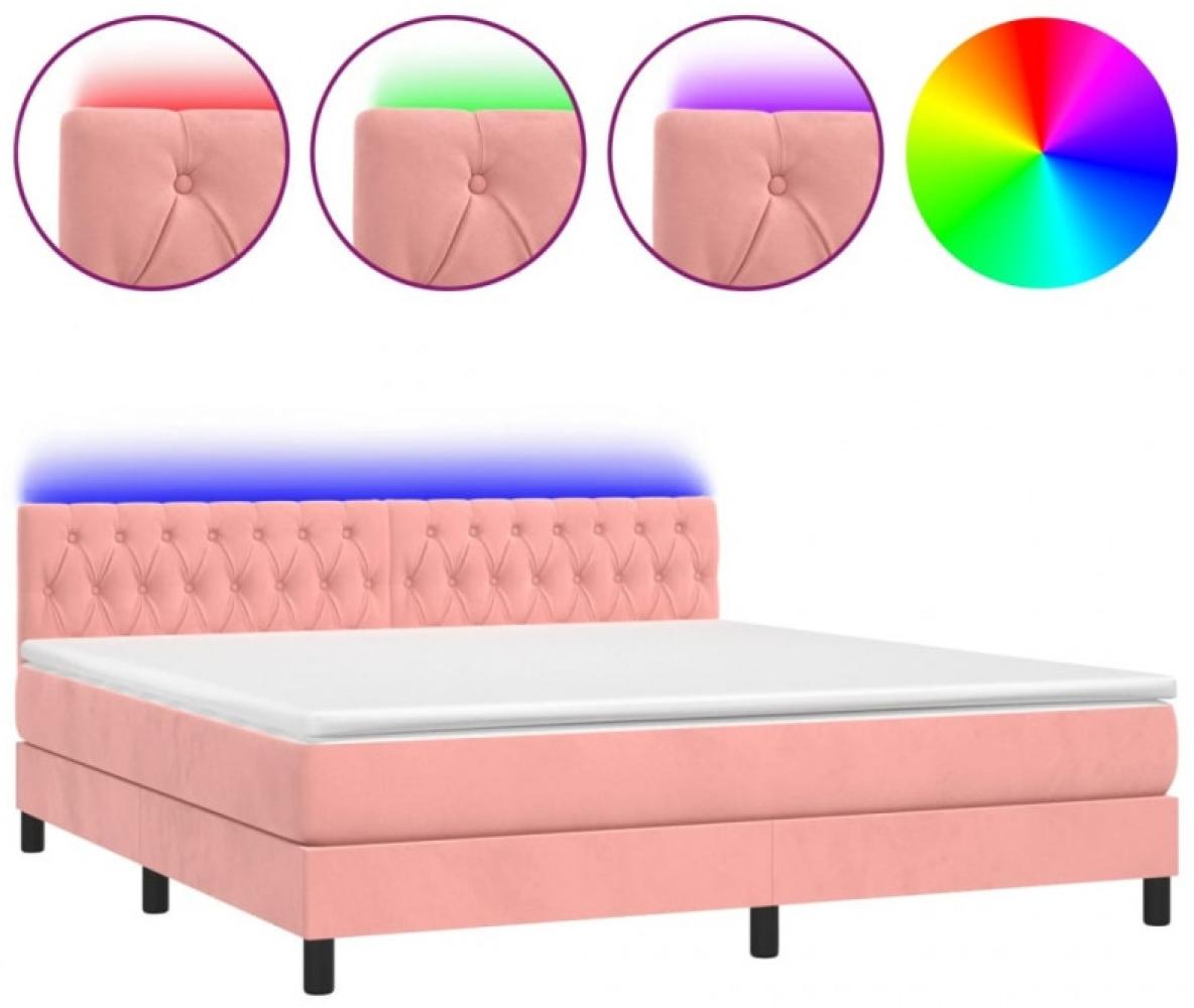 Boxspringbett mit Matratze & LED Rosa 180x200 cm Samt (Farbe: Rosa) Bild 1