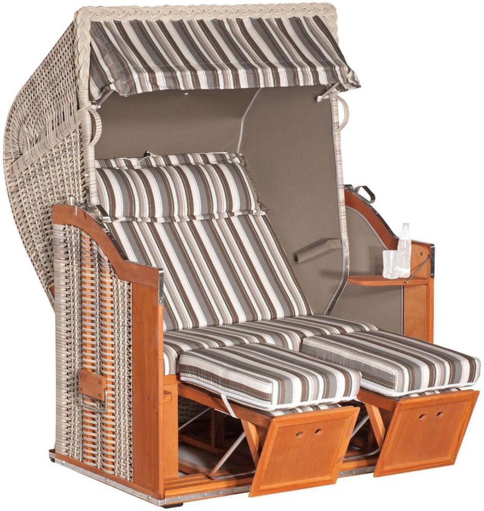 Sonnenpartner Strandkorb Classic 2-Sitzer Halbliegemodell vito/taupe mit Sonderausstattung Bild 1