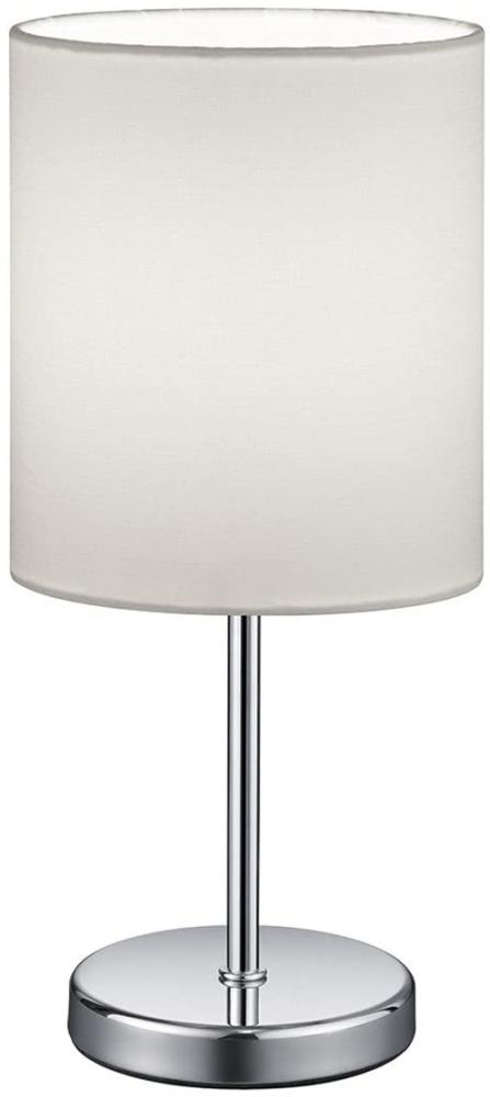 LED Tischleuchte Chrom mit Stoffschirm in Weiß, 28cm hoch Bild 1