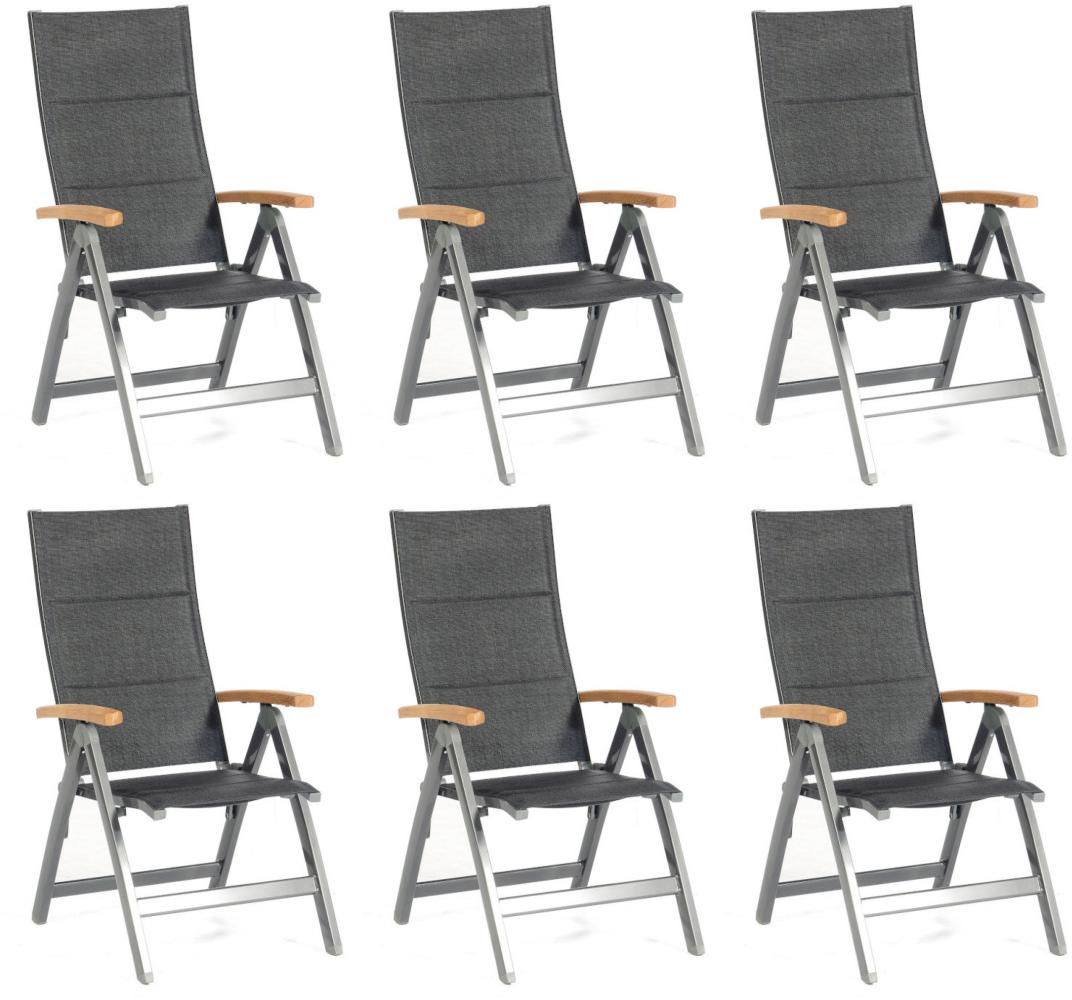 Sonnenpartner 6er-Set Klappsessel Sierra Aluminium mit Textilen anthrazit Klapp-Sessel Klappstuhl Bild 1