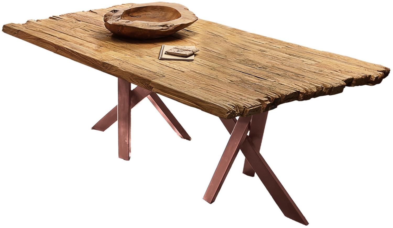 TABLES&CO Tisch 240x100 Teak Natur Metall Braun Bild 1