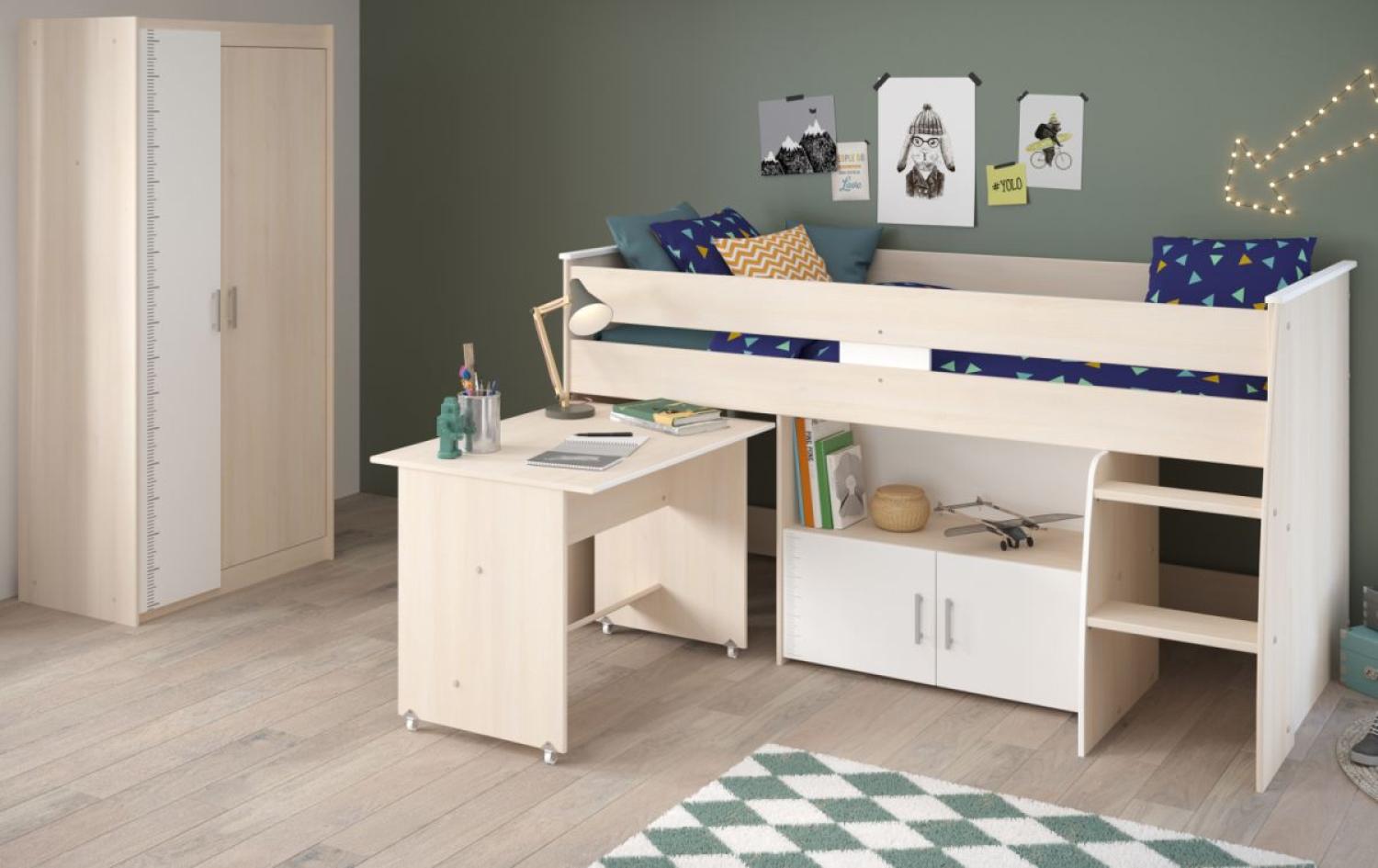 Jugendzimmer Parisot Charly 5 Kinderzimmer Set Komplett Möbel Modernes Design Bett + Schreibtisch + Kleiderschrank Bild 1