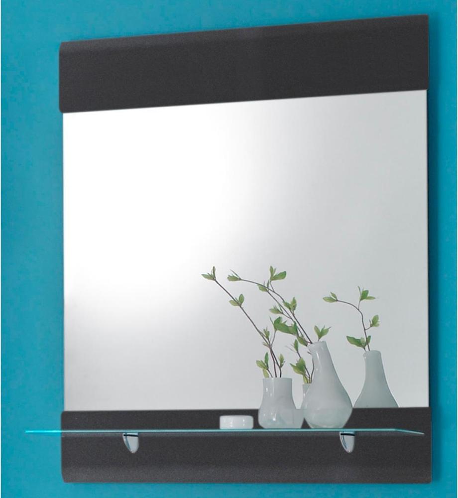 Wandspiegel >Corby< in Grau-Metallic Hochglanz aus Glas - 76x88x17cm (BxHxT) Bild 1