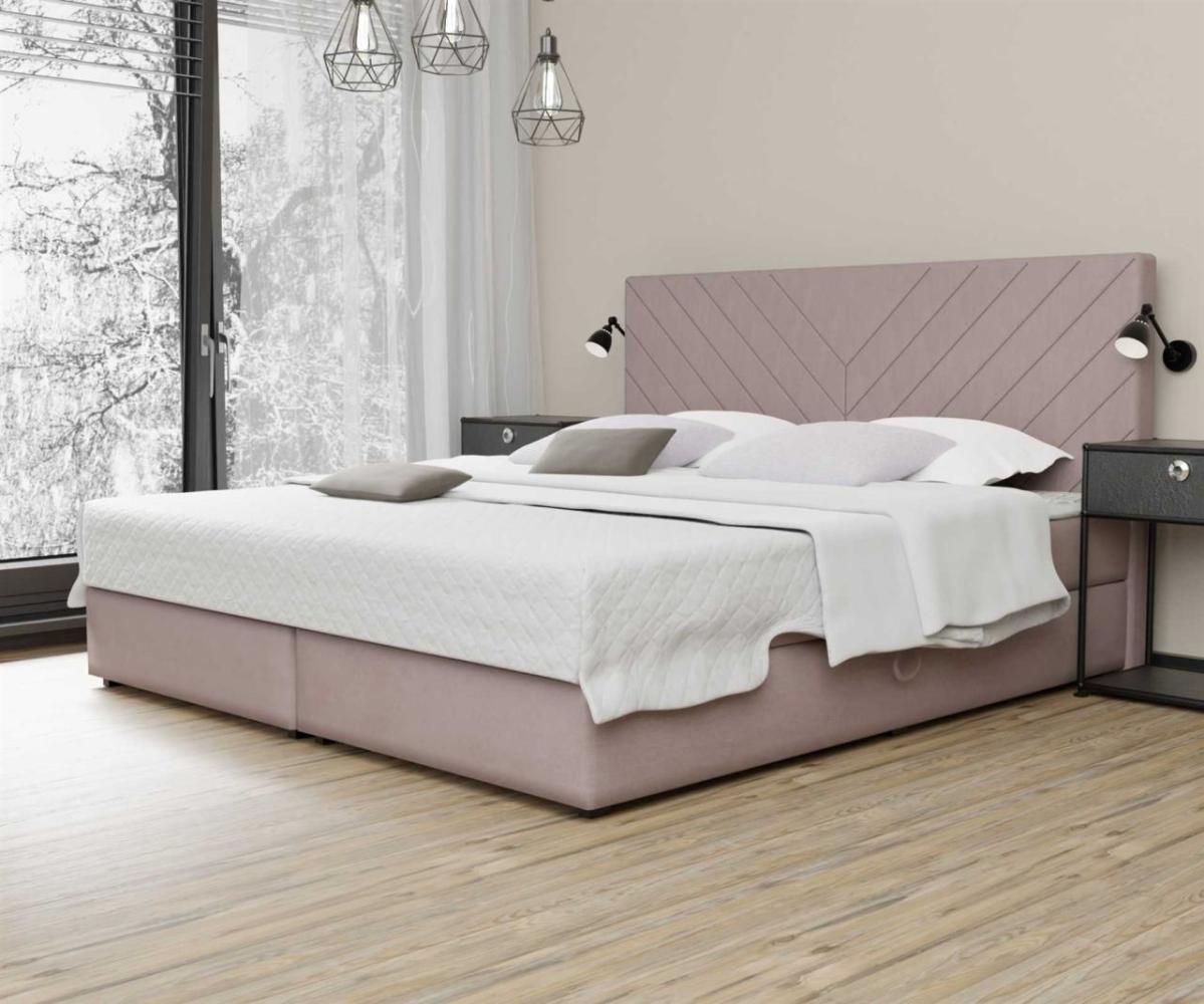 Boxspringbett Schlafzimmerbett BELCORA 140x200cm Stoff Rose inkl. Bettkasten Bild 1