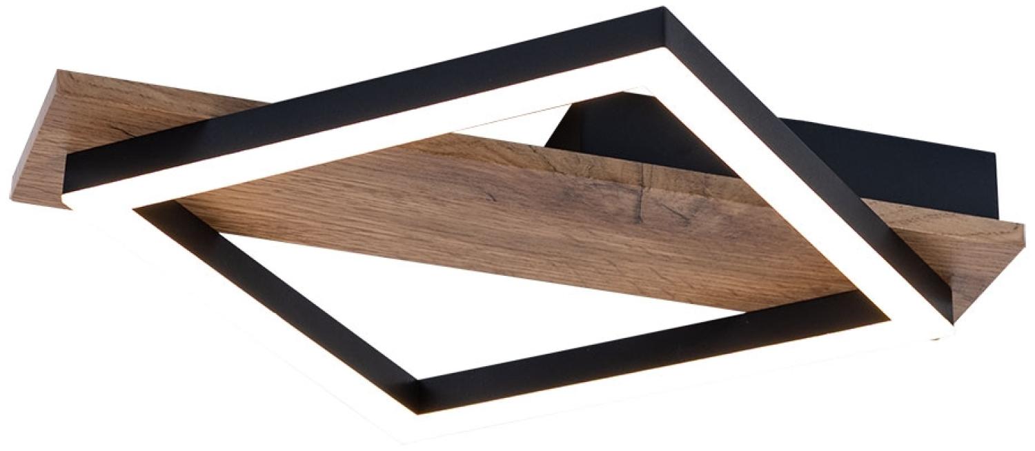 LED Deckenleuchte, Holzoptik, Metall, schwarz, L 33 cm Bild 1