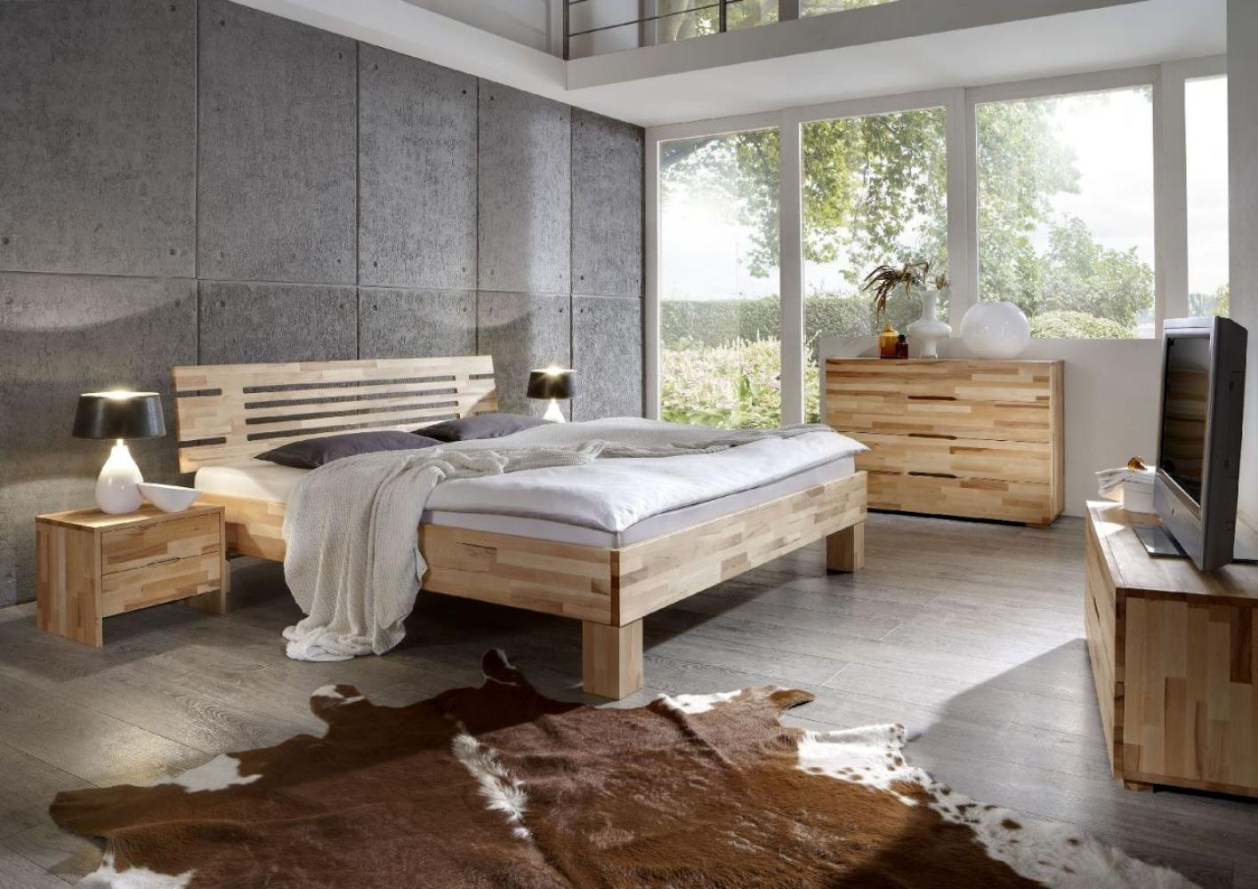 Massivholzbett Schlafzimmerbett - LANDO - Bett Kernbuche 100x200 cm Bild 1