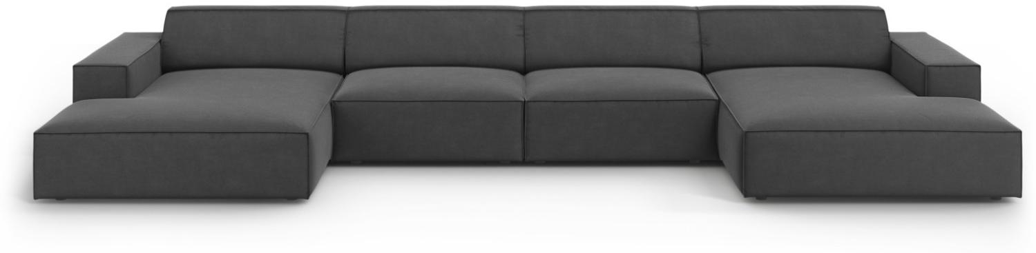 Micadoni 6-Sitzer Samtstoff Panorama Sofa Jodie | Bezug Grey | Beinfarbe Black Plastic Bild 1