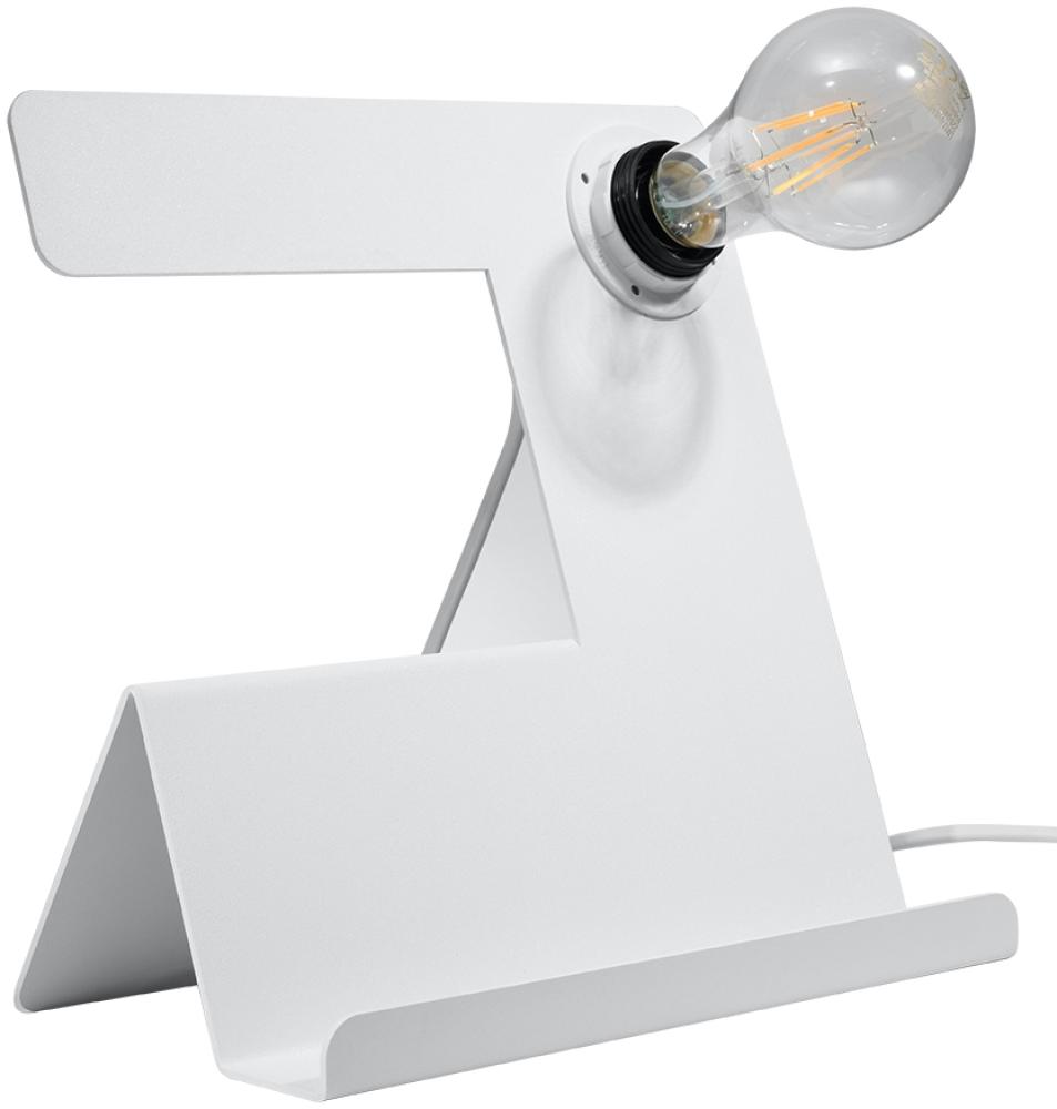 Sollux Incline Tischlampe weiß E27 mit Kabelschalter und Ablage 25x13x24cm Bild 1