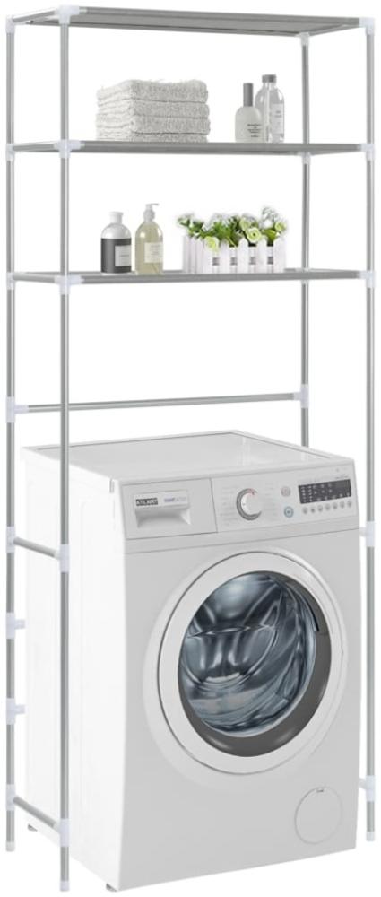 Waschmaschinen-Regal mit 3 Ablagen Silbern 69x28x169 cm Bild 1